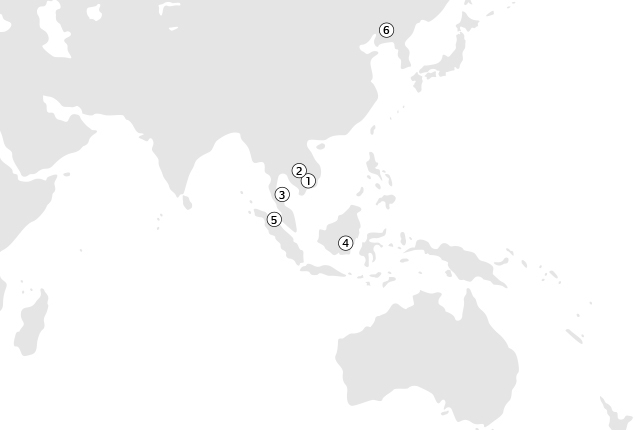 Location Map of Raw Materials Plants (Asia / Oceania)