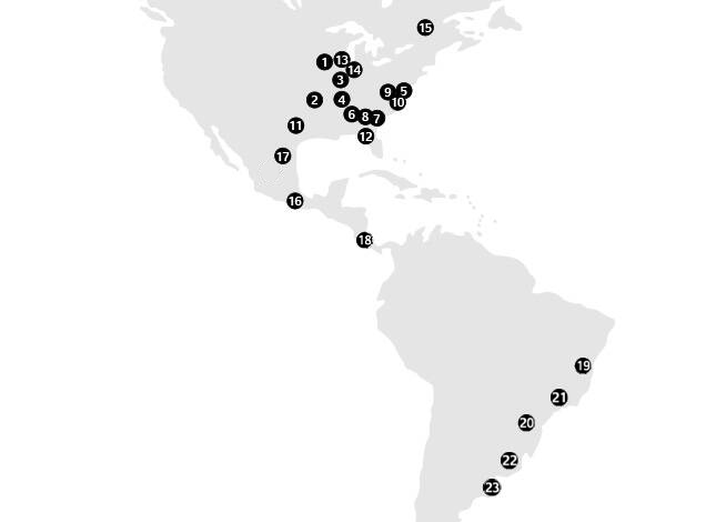 Location Map of Tire Plants (Americas)