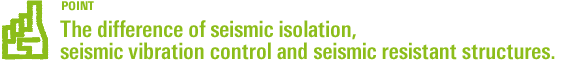 Point - The difference of seismic isolation, seismic vibration control and seismic resistant structures.
