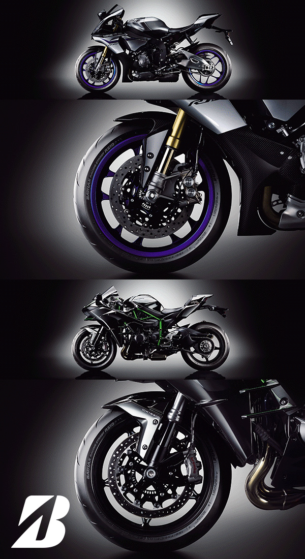 BATTLAX Featured Equipment on Yamaha YZF-R1/YZF-R1M, Kawasaki Ninja H2R/H2 | Motorcycle Tires | Bridgestone Corporation